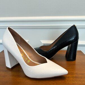 Circus by Sam Edelman Marlee Block-Heel Pumps | White Crocodile | Size 7